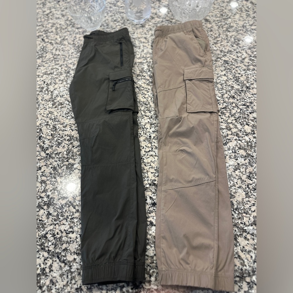 (2) H&M brand Men’s Jogger Pants - 1 Khaki & 1 Dark Green - Size Small